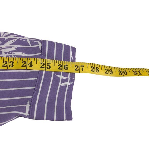 Catherines Top Womens Petite 2X Purple Floral Striped Semi Sheer Beach Button Up - Picture 15 of 15